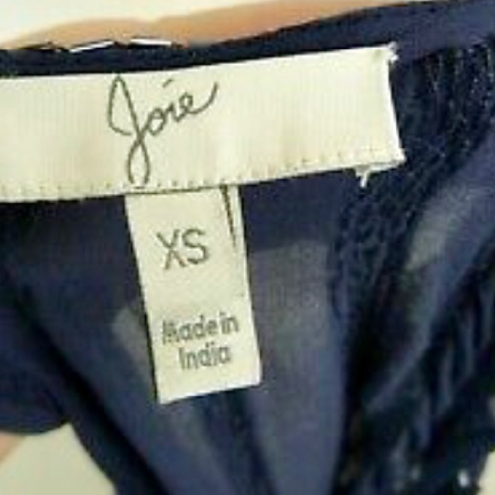 Joie NWOT SILK Sequin Tank Navy Blue XS Top Shirt Camisole Sheer Sparkly - Picture 13 of 15